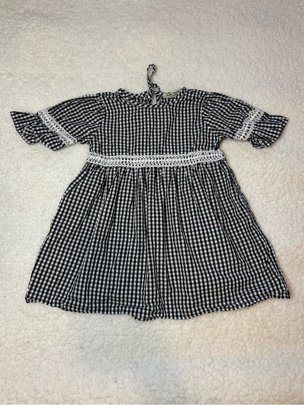 Zara Basic Girl Black and White Gingham A-line Dress